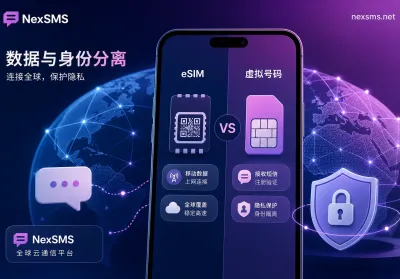 eSIM和虚拟号码区别：2026年跨境业务“数据流量层”与“身份验证层”分离配置解析