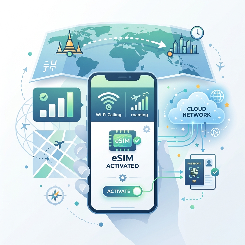 AIS eSIM漫游与WiFi通话示意